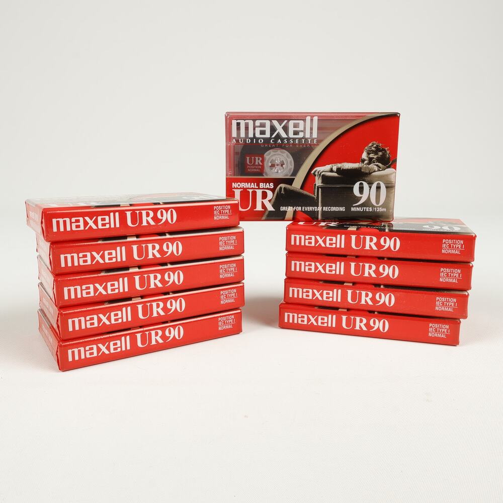 Lot of 10 Maxell Audio Cassette Normal Bias UR 90 Minutes Blank Tapes NEW